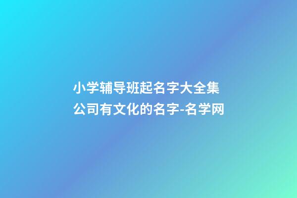 小学辅导班起名字大全集 公司有文化的名字-名学网-第1张-公司起名-玄机派